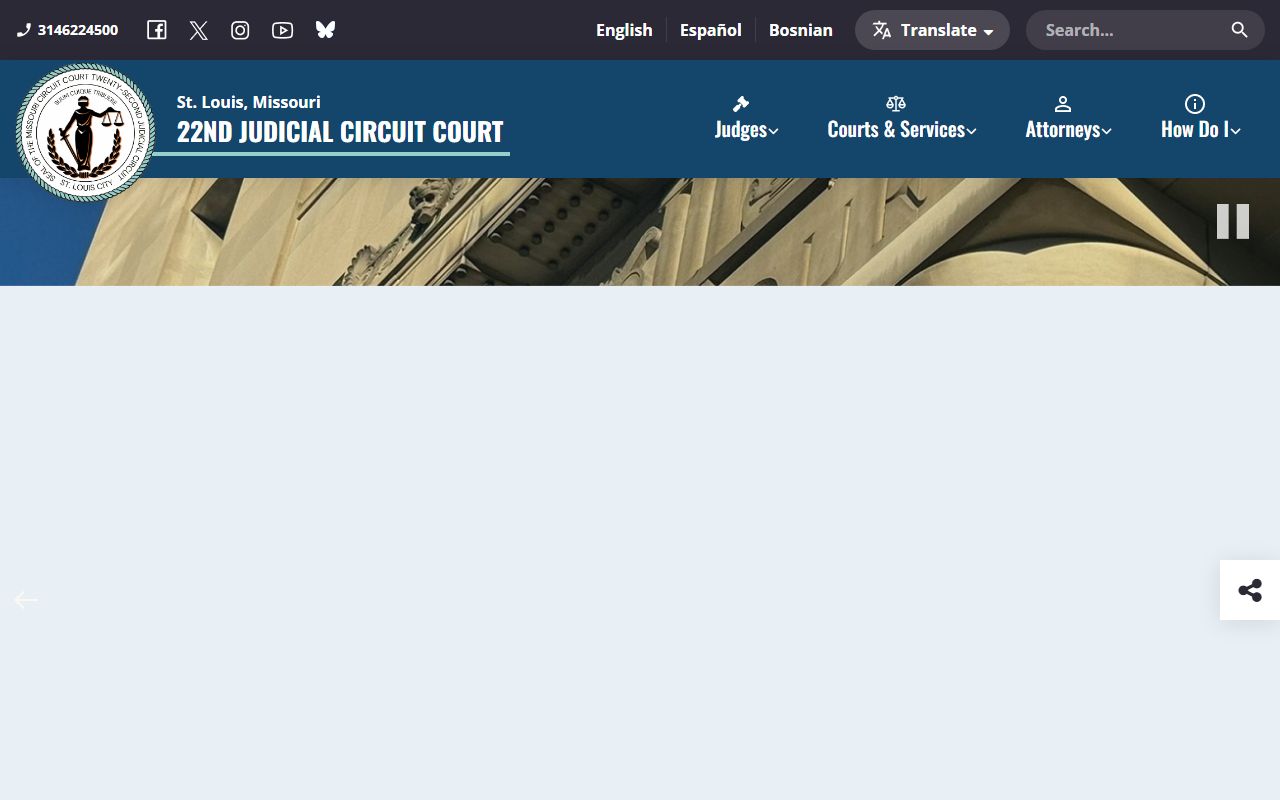 St. Louis City 22nd Judicial Circuit Court homepage for court records
