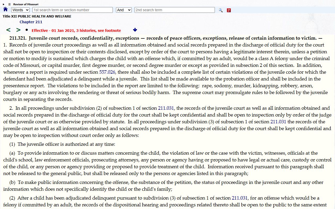 St. Louis City juvenile court records confidentiality statute
