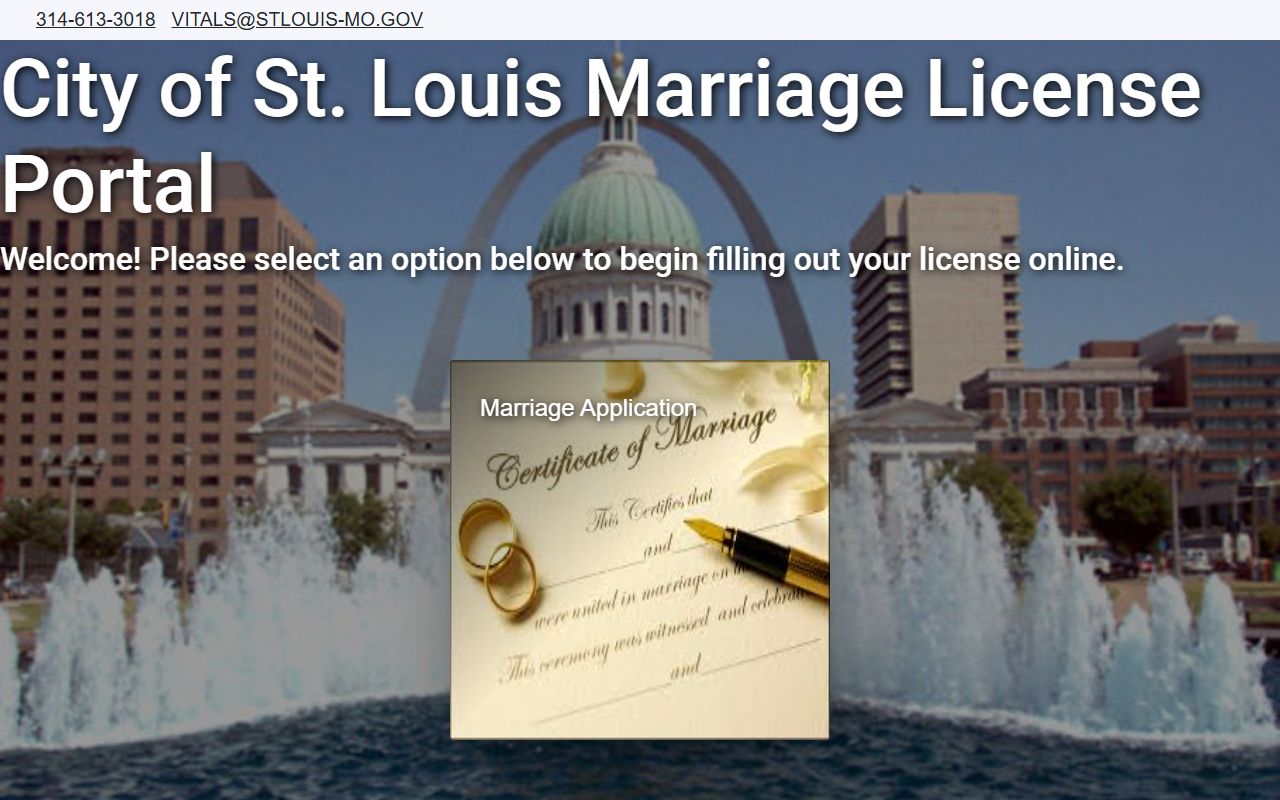 St. Louis City marriage license application portal for vital records