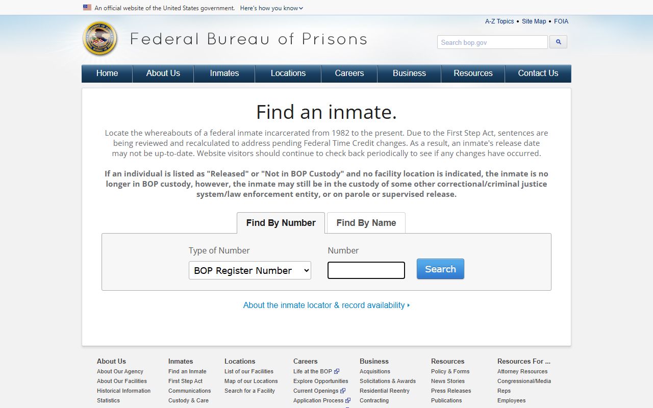 St. Louis City released inmate records federal BOP inmate locator page