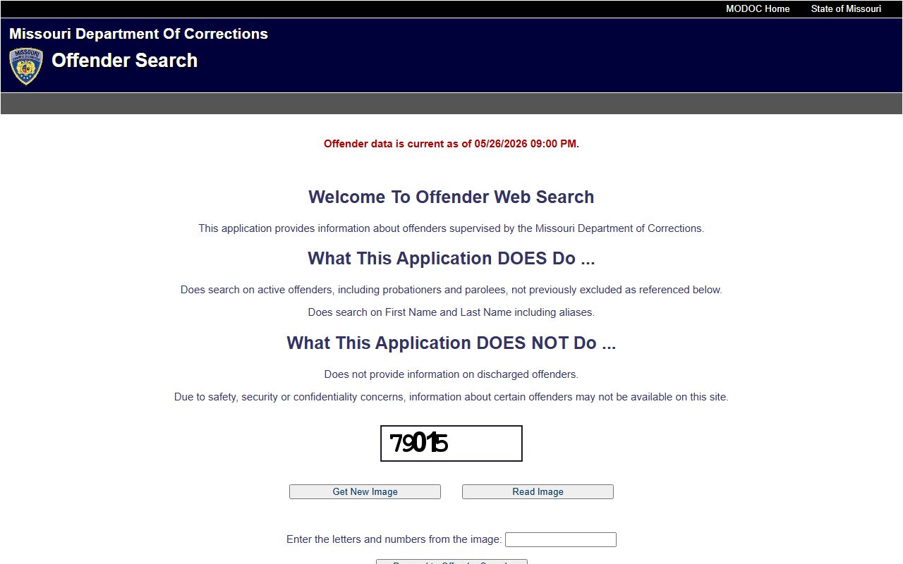 St. Louis City released inmate records Missouri DOC offender search page