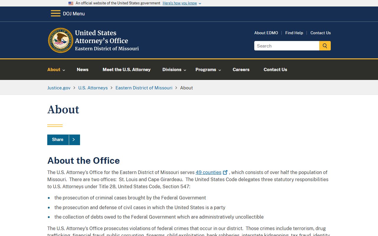 St. Louis City federal prosecution and criminal records distinction