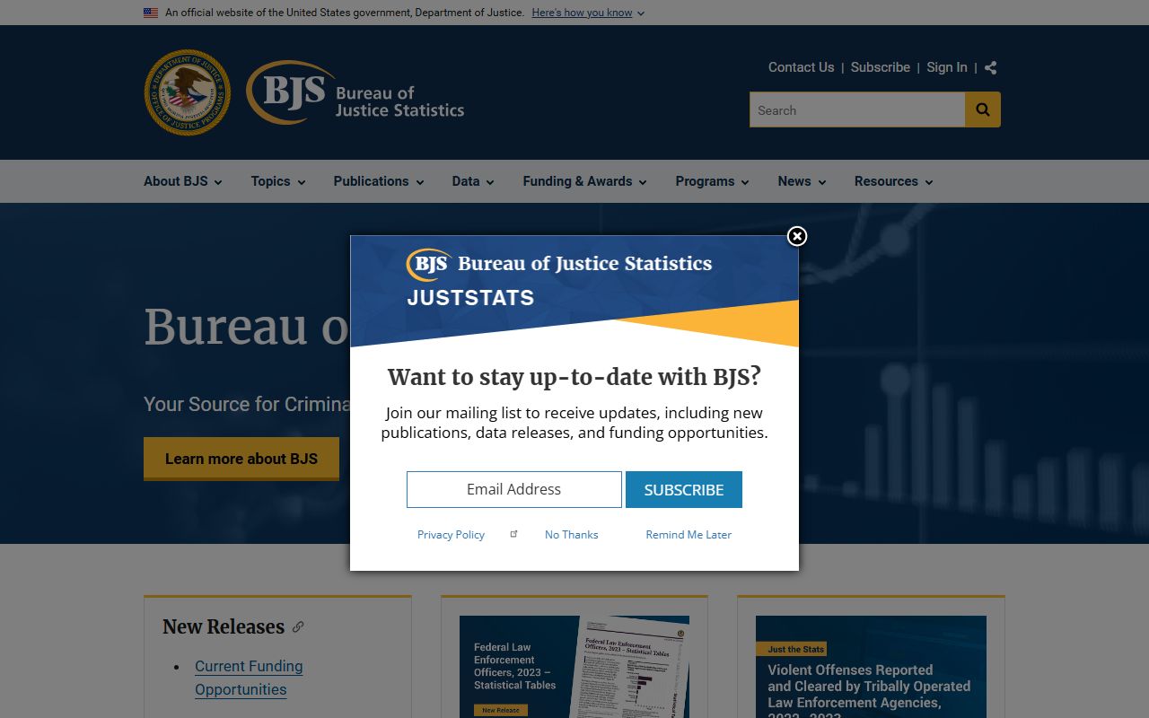 St. Louis City inmate population national context Bureau of Justice Statistics page
